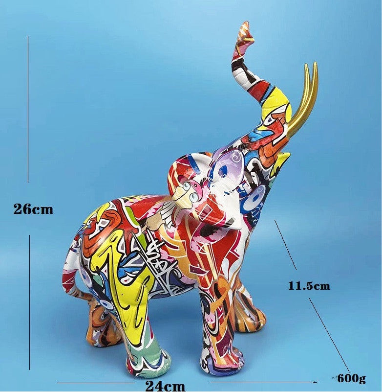 Graffiti Elephant Resin Decor Statue