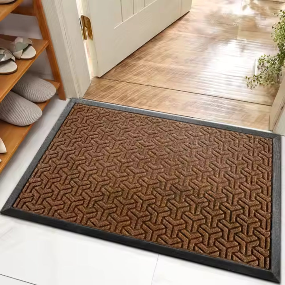 Durable Geometric Entryway Door Mat with Rubber Backing