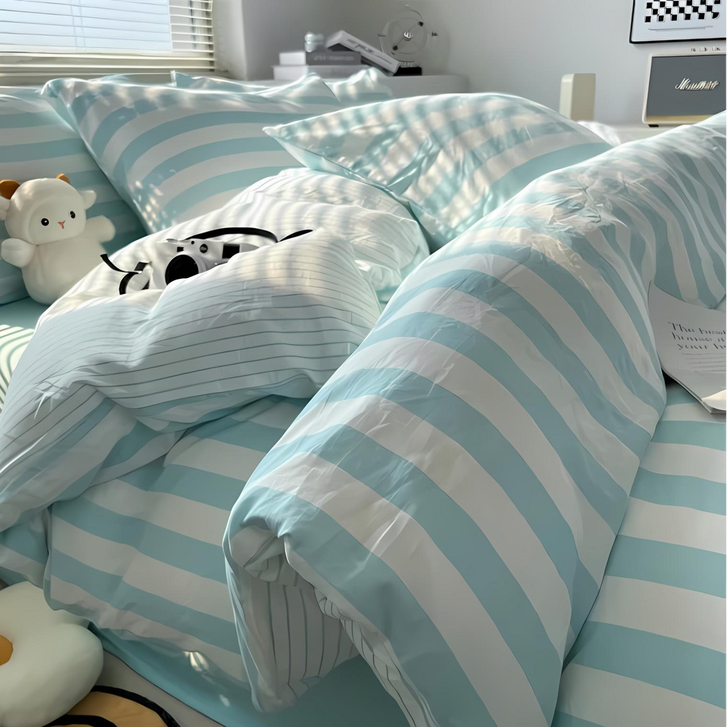 Classic Striped 4-Piece Bedding Set with Duvet Cover and Pillowcases