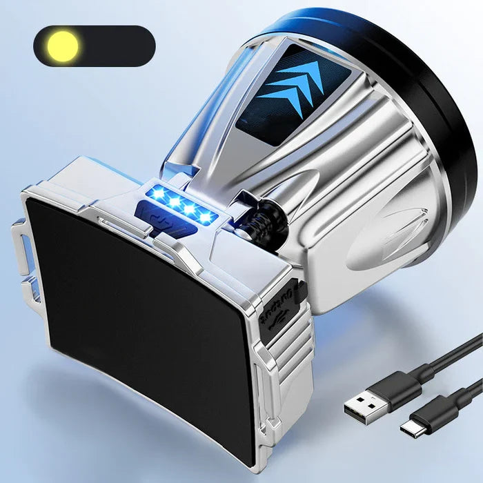 Rechargeable LED Headlamp with Dual Brightness and Battery Indicator