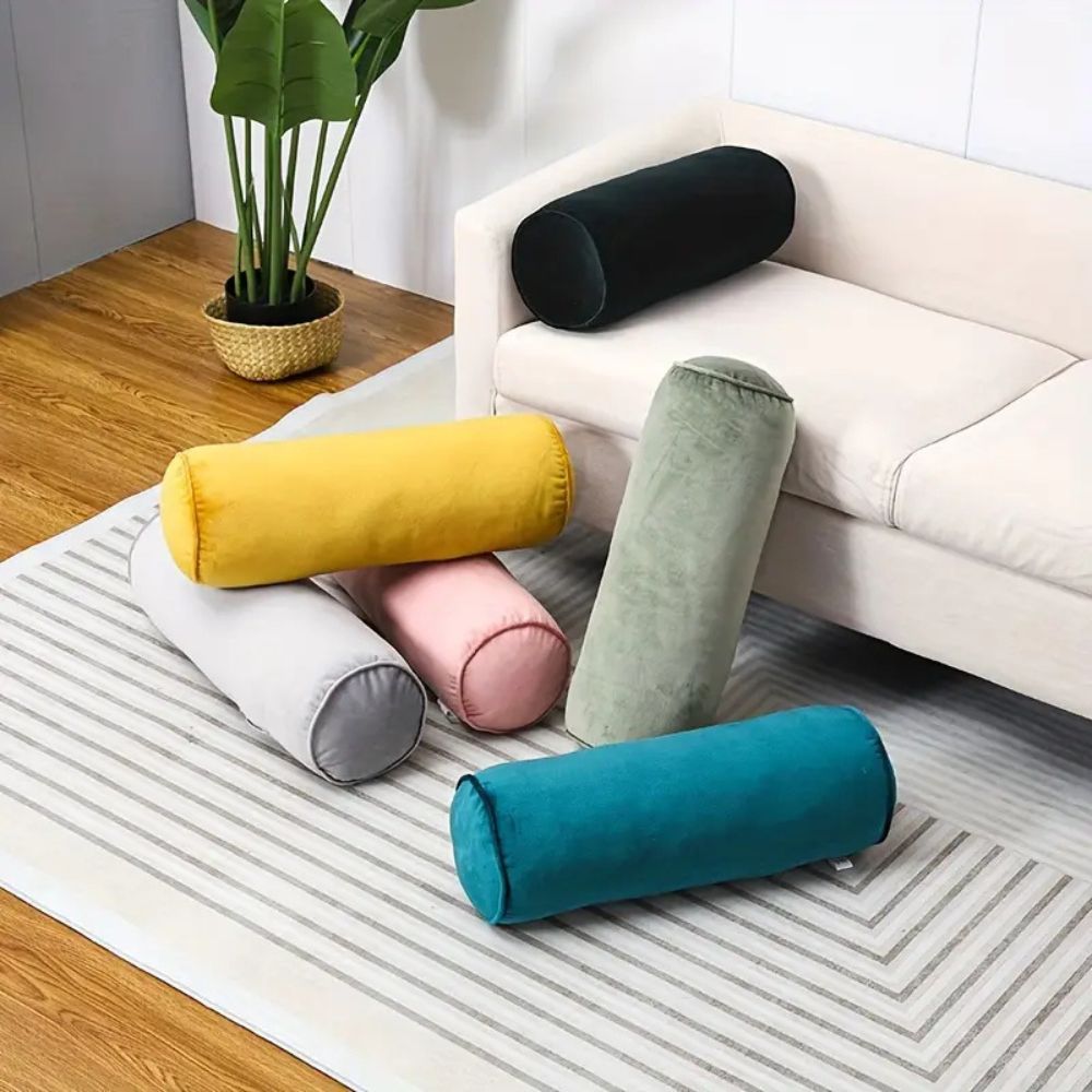 Plush Velvet Ergonomic Bolster Cushion