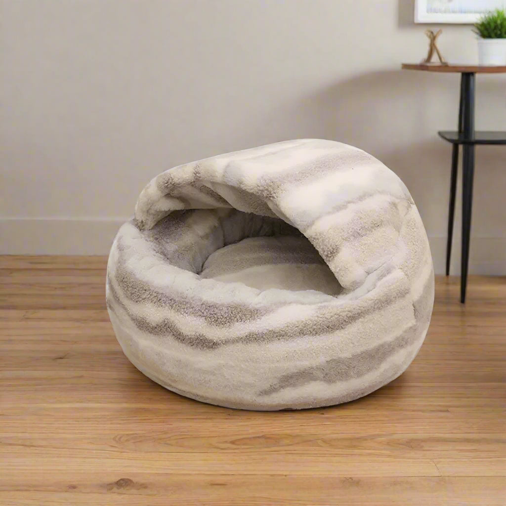 Marble Striped Semi-Enclosed Pet Bed