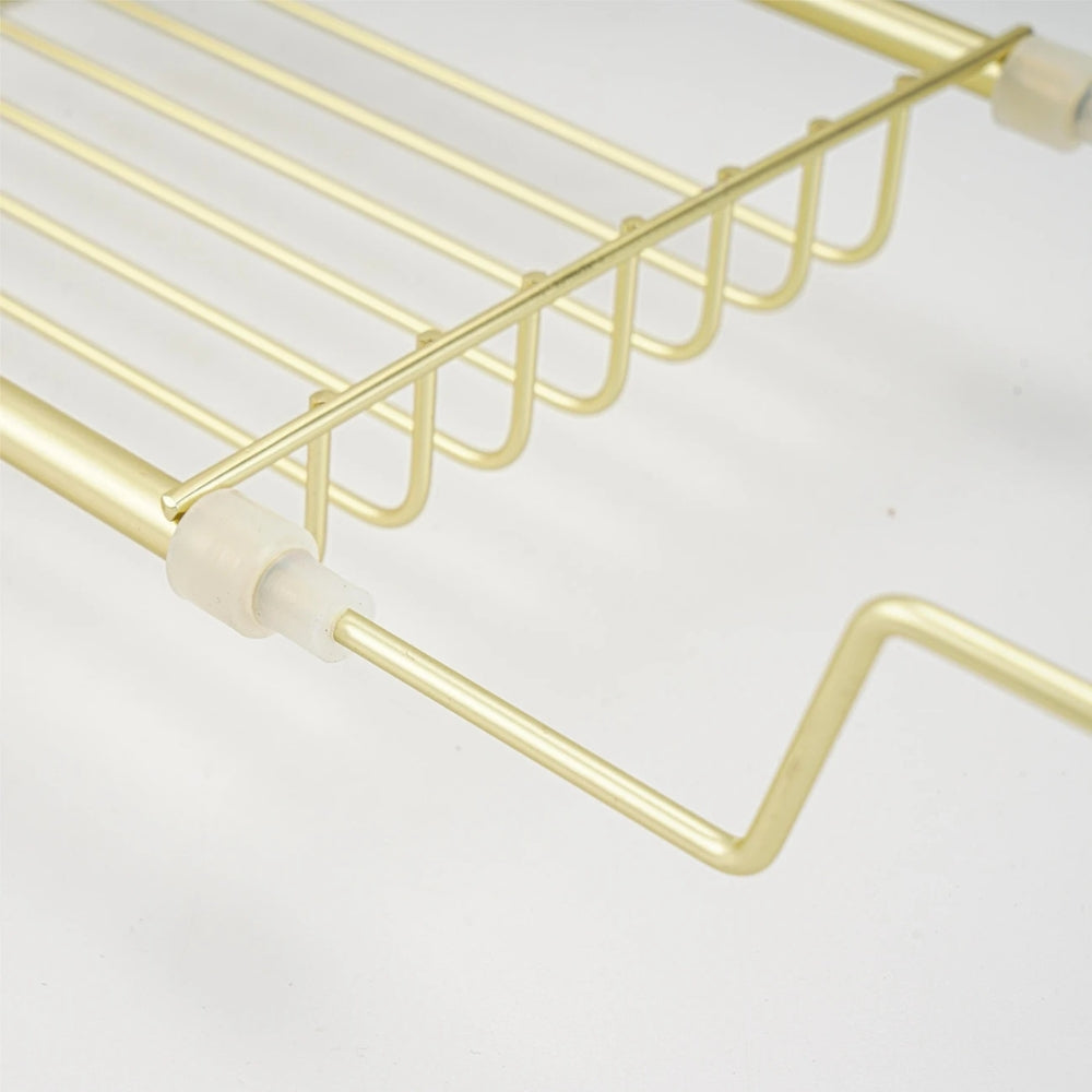 Adjustable Stainless Steel Bathtub Caddy Tray with Gold Finish