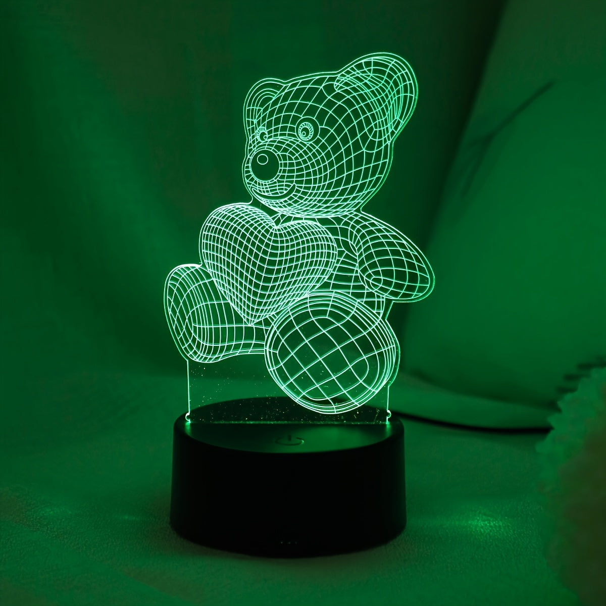 3D Teddy Bear Night Light with Touch Control and Color Change