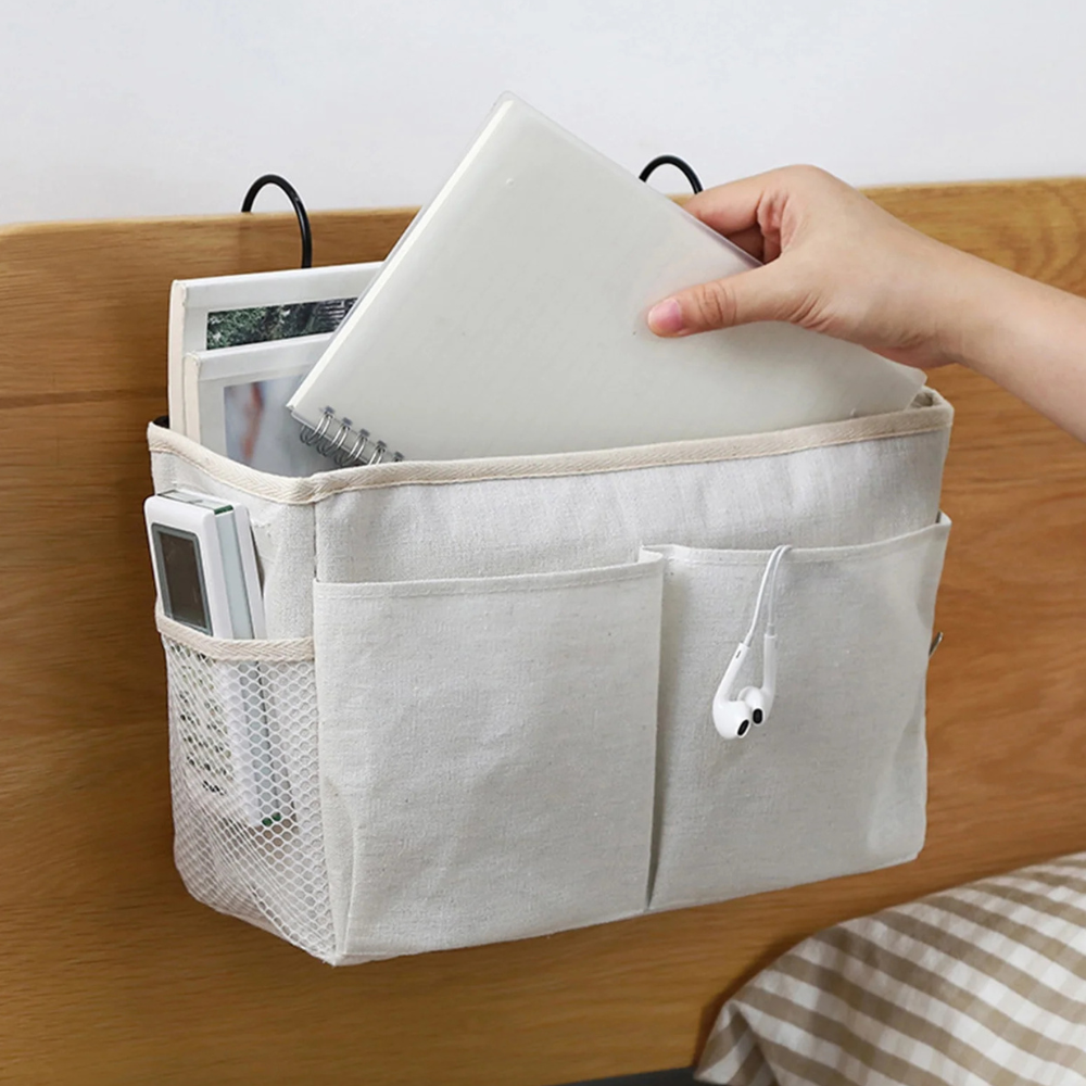 Multi-Pocket Hanging Organizer Bag with Side Hooks
