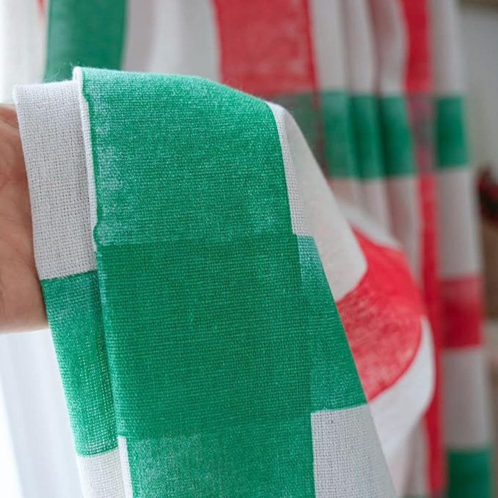 Plaid Semi-Sheer Christmas Curtain