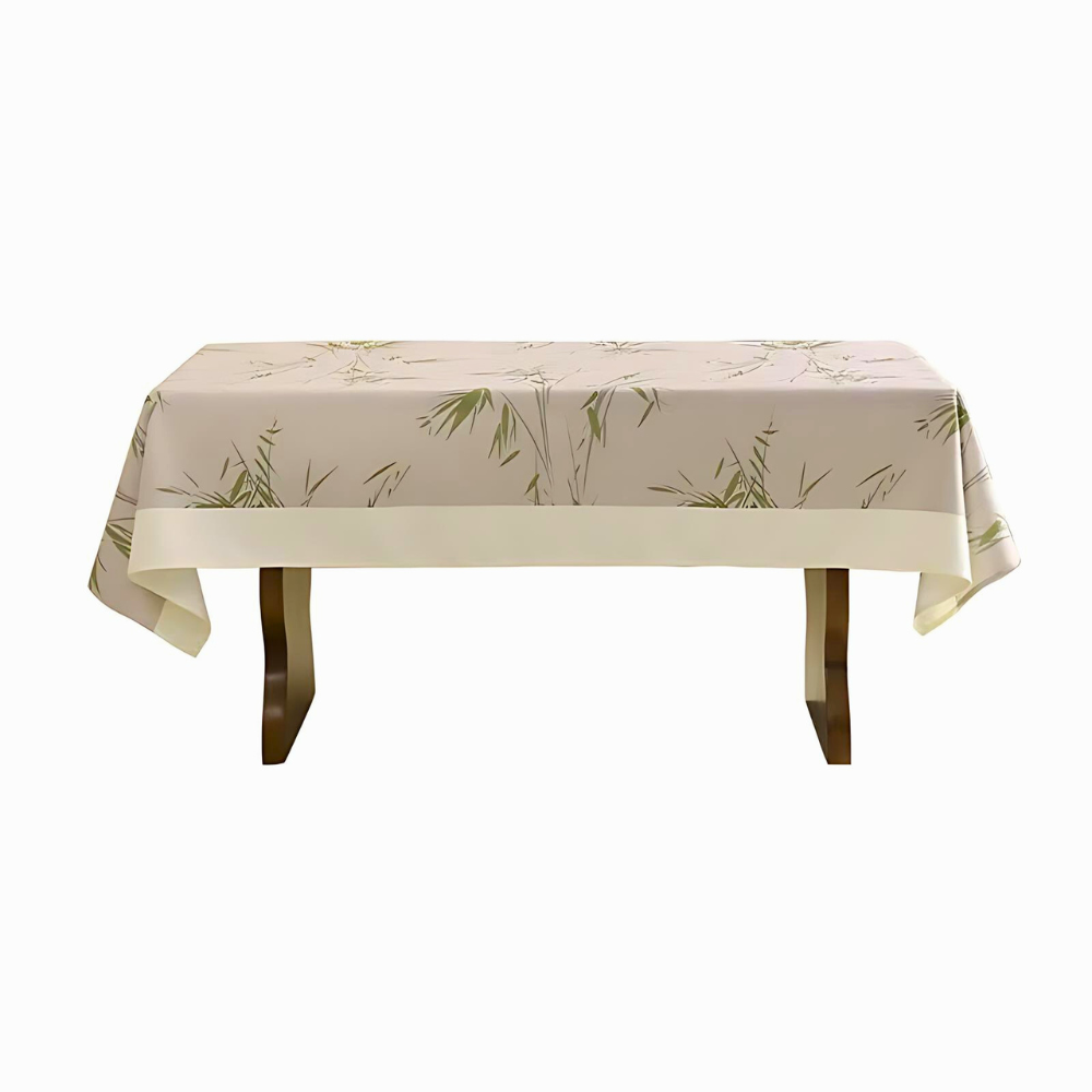 Bamboo Patterned Zen Tablecloth in Black and White