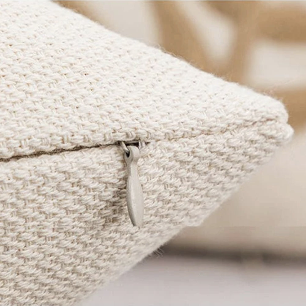 Leaf Embroidery Cotton Cushion Cover with Jute Detail