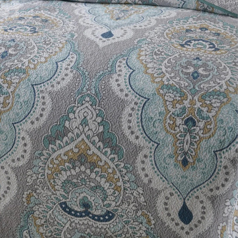 Paisley Aqua Teal Reversible Coverlet Set