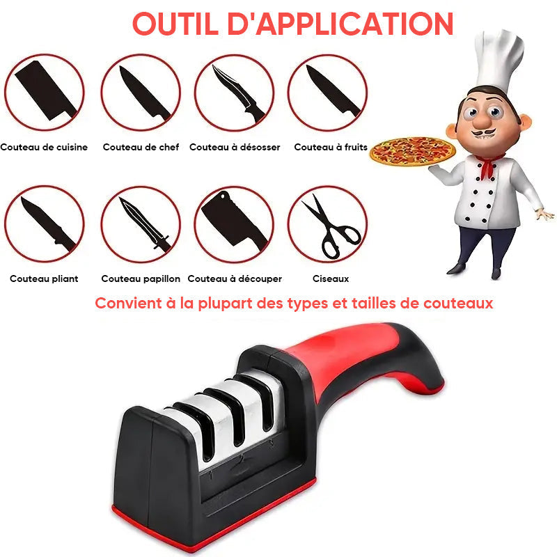 Four-Stage Knife Sharpener with Non-Slip Base