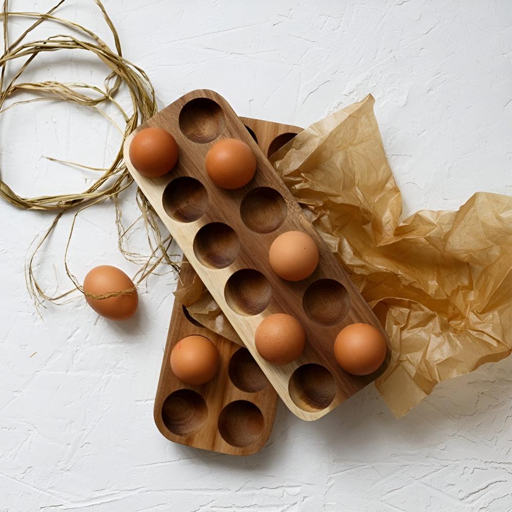Sustainable Wooden Egg Tray for 12 Eggs