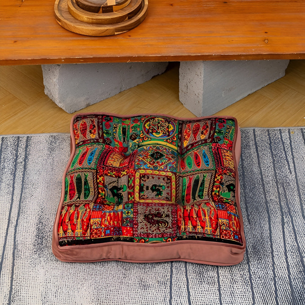 Moroccan Patchwork Tie-Strap Cushion