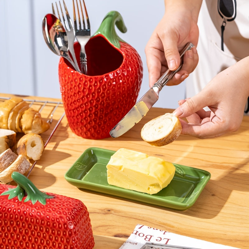 Strawberry Ceramic Butter Dish with Lid