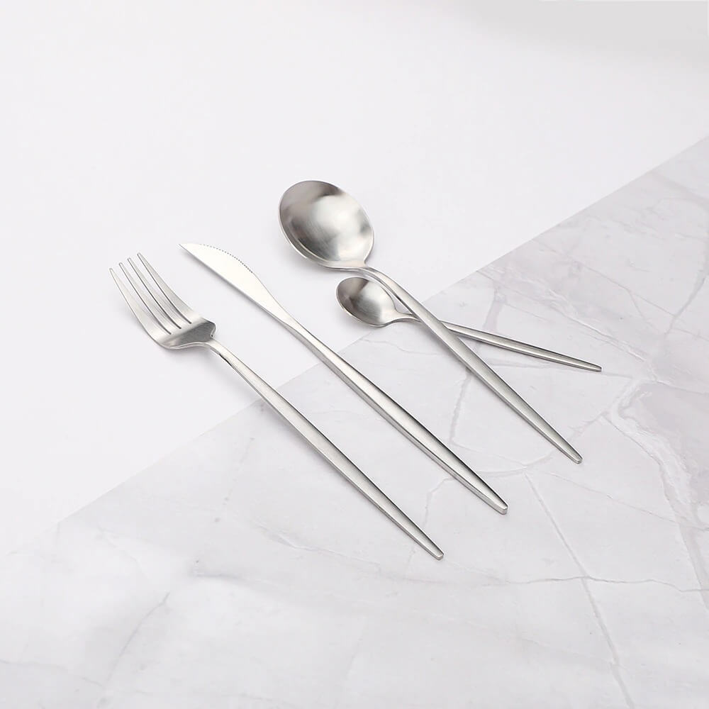 Contemporary Silver Stainless Steel Cutlery Set