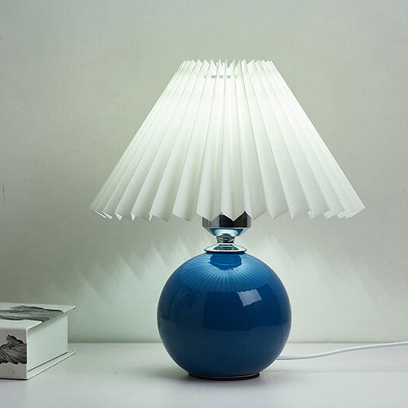 Ceramic Pleated Modern Table Lamp in Multiple Colors