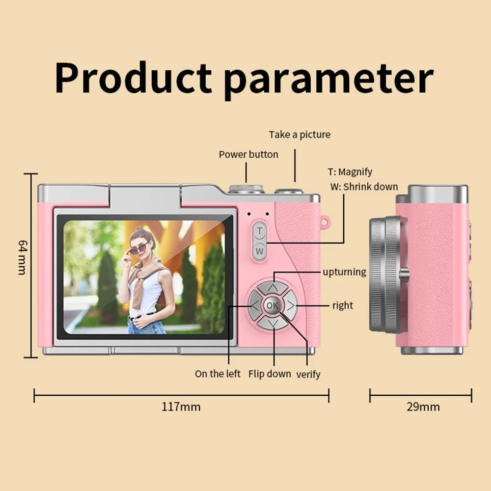 4K Digital Camera with 48MP, Flip Screen, and 8X Zoom