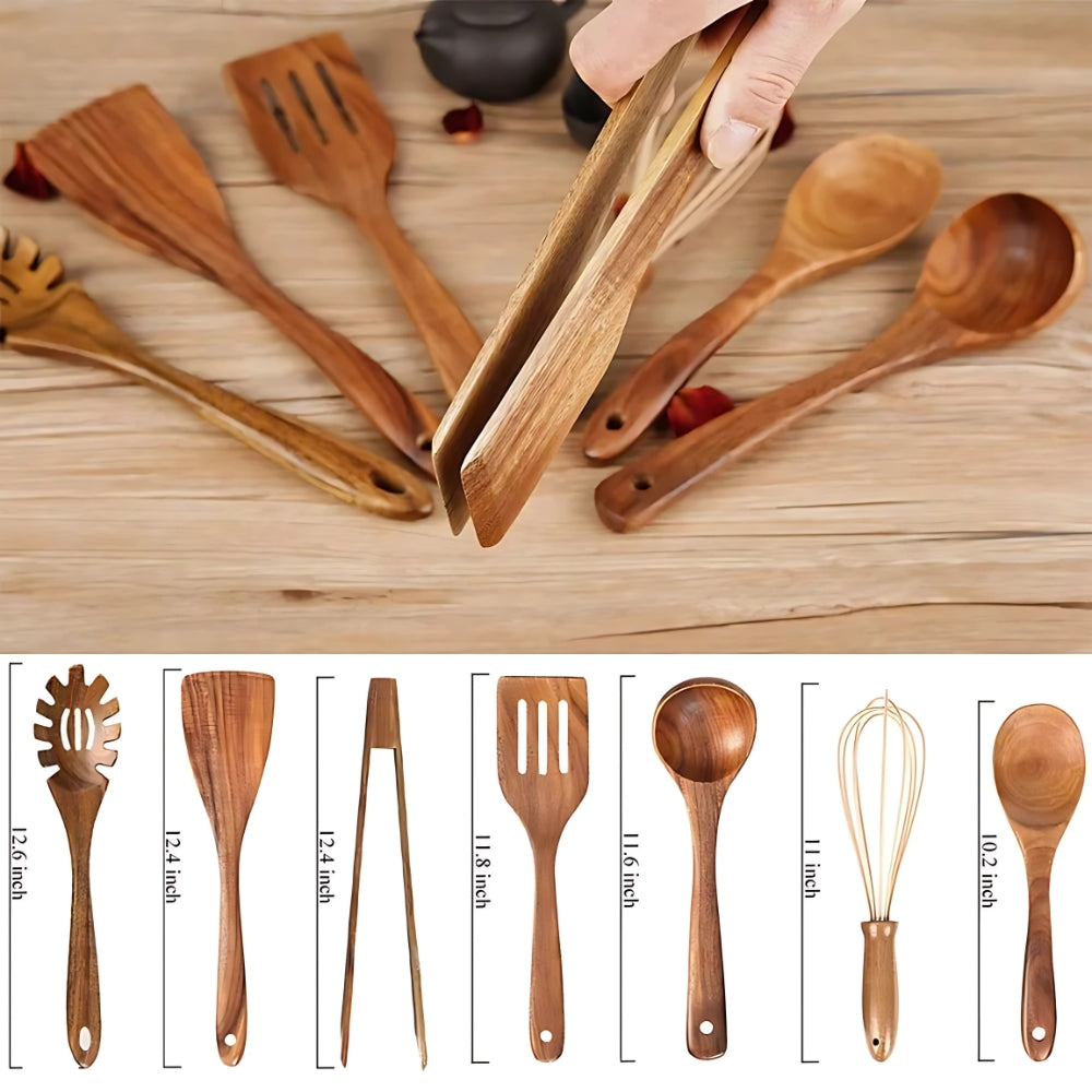Premium 7-Piece Wooden Cooking Utensil Set
