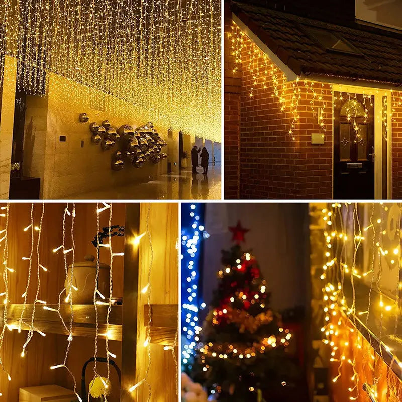 10m Solar LED String Lights - Waterproof Outdoor Icicle Fairy Lights for Garden and Patio Decor