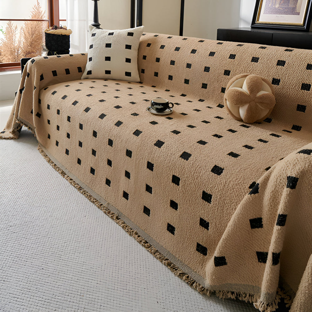 Square Matrix Microfiber Sofa Cover