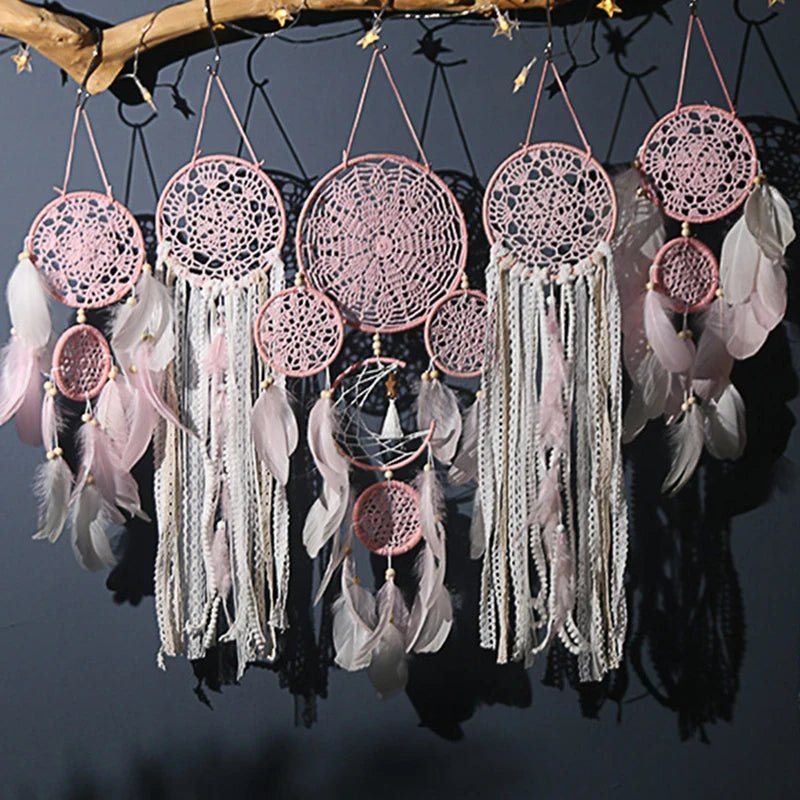 Decorative Dreamcatcher Set - Cotton and Polyester, Beige, 5 Unique Designs
