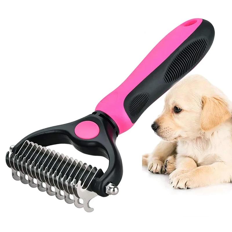 Pet Grooming Brush for Dogs and Cats with Stainless Steel Blade