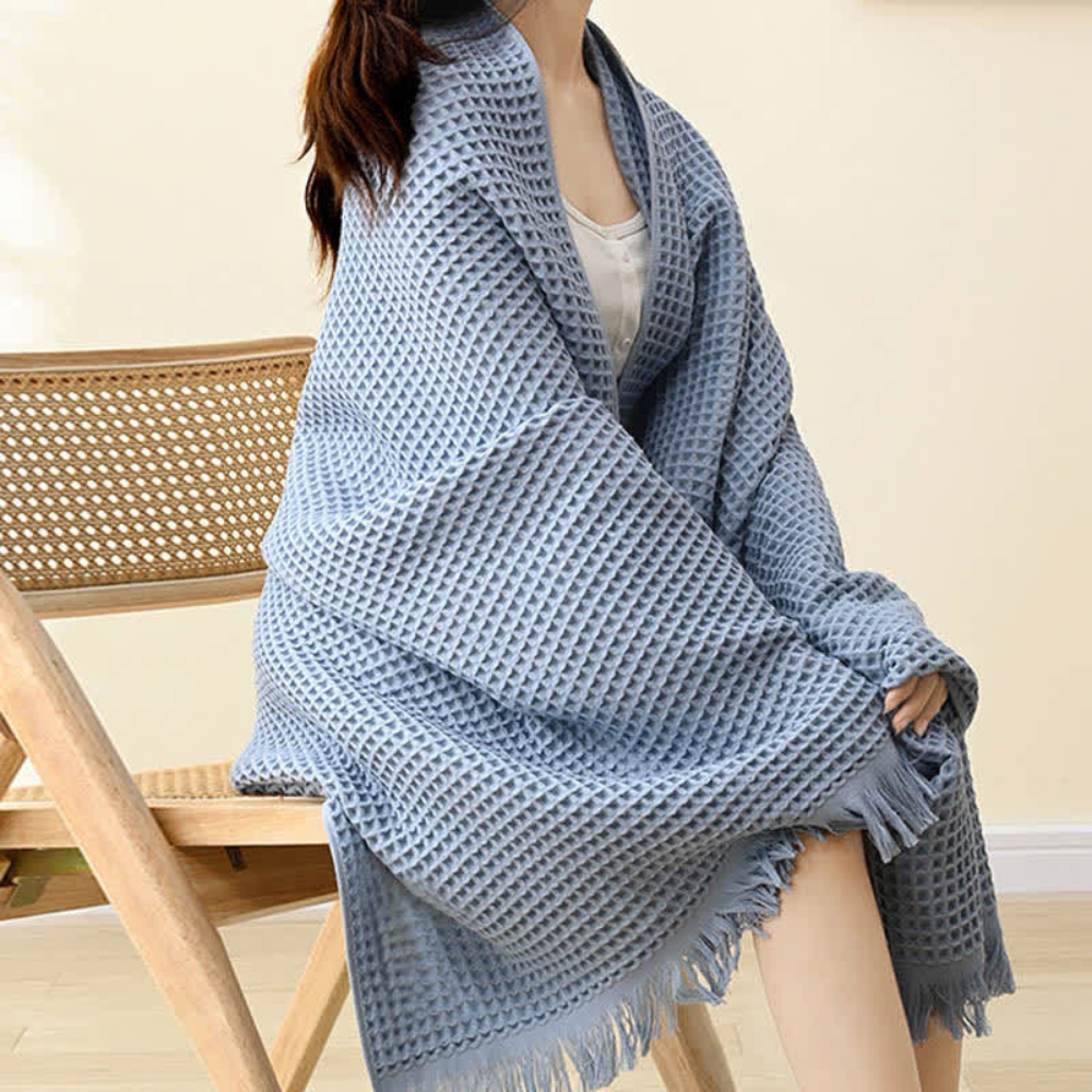 Pure Cotton Waffle Shawl Bath Towel 35x71 Inches