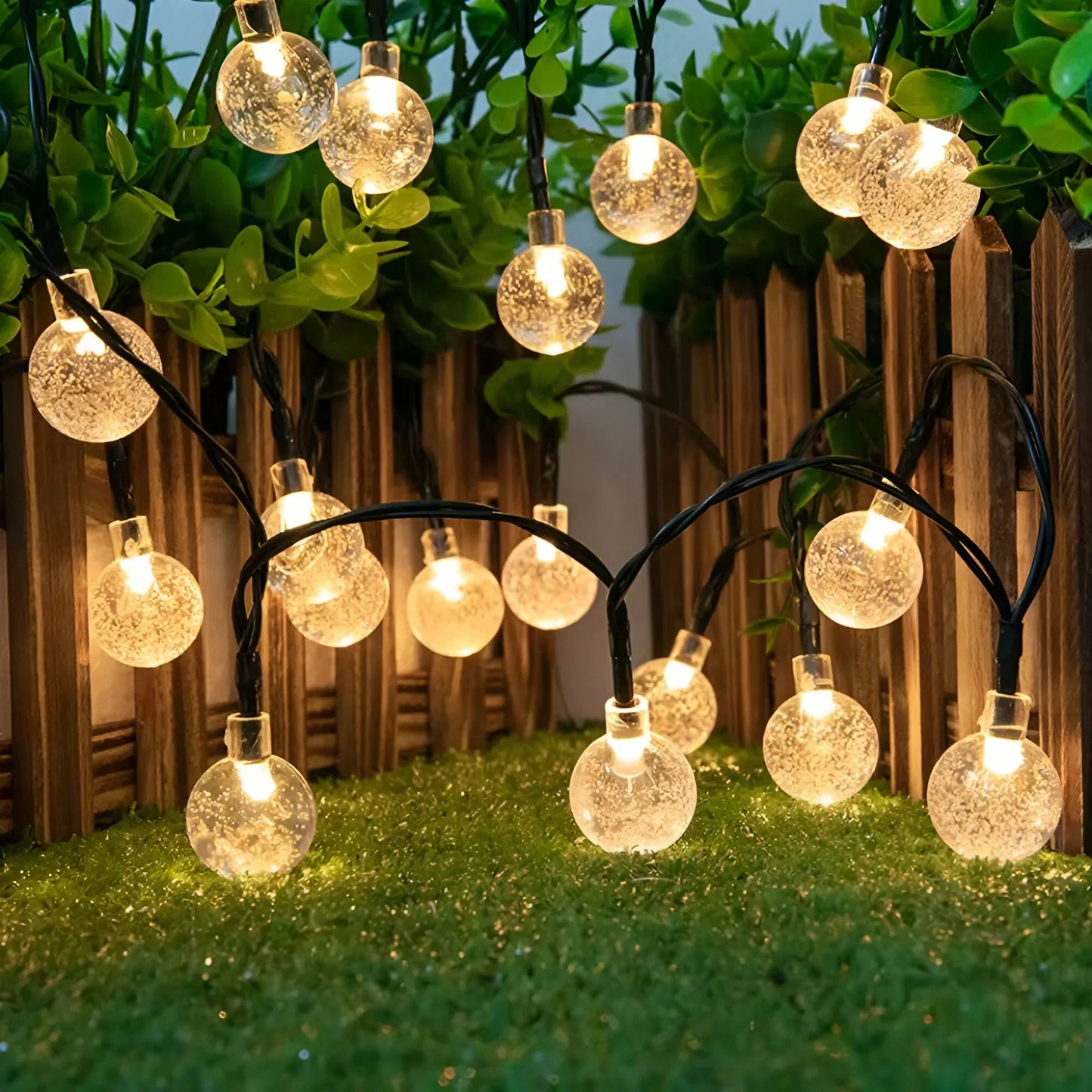 Solar-Powered Crackled Glass Garden Lights
