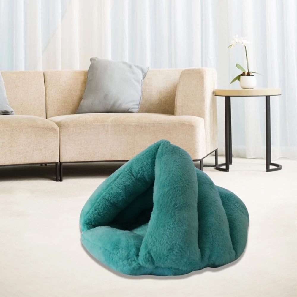 Cozy Polar Fleece Pet Cave Bed for Cats and Small Dogs