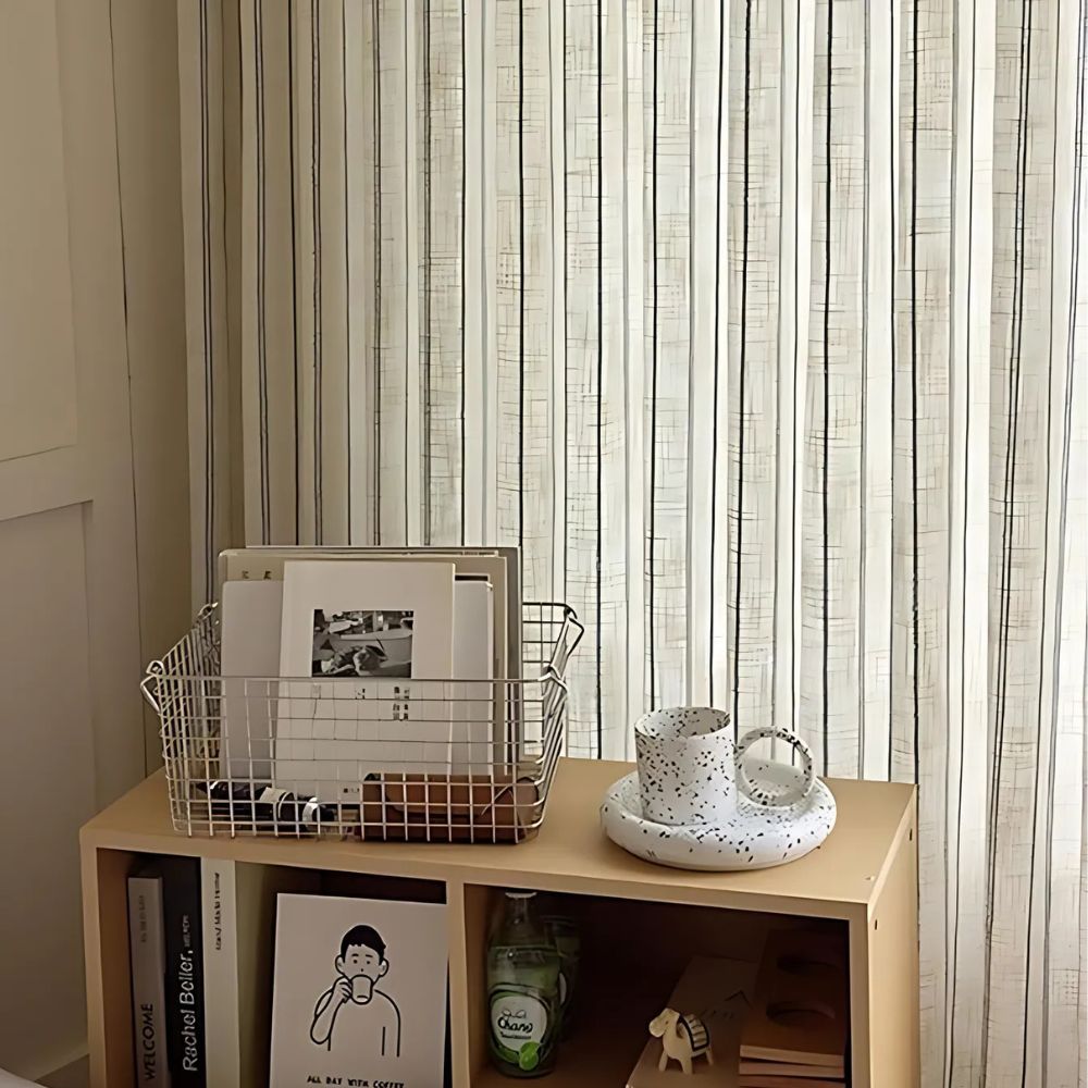 Semi-Sheer Vertical Stripe Microfiber Curtain