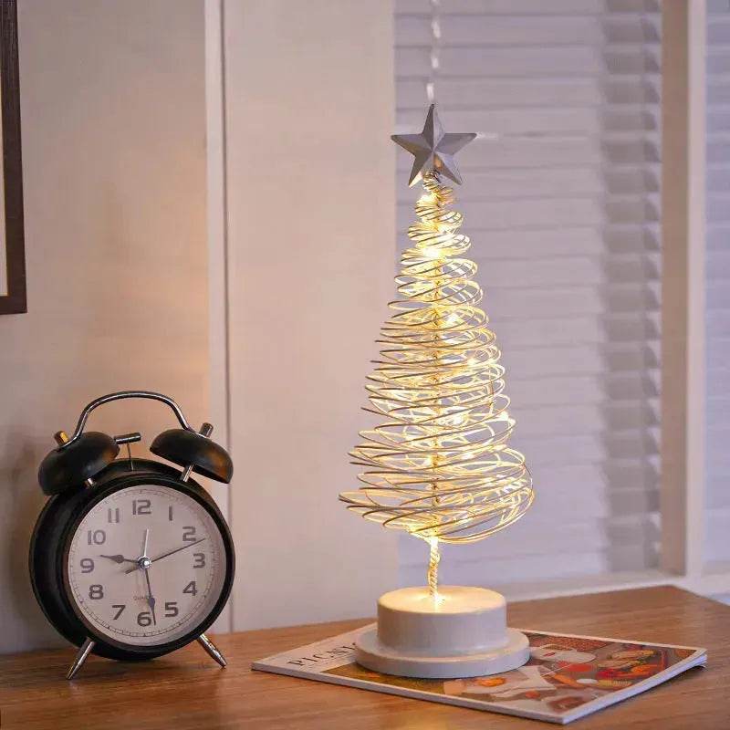Spiral LED Metal Christmas Tree Night Light Ornament