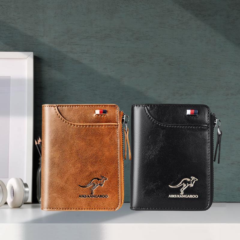 Compact RFID Wallet with Zip Closure for Cards and Cash