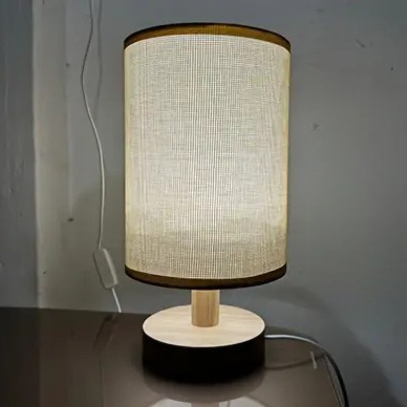 Minimalist Wooden Base Table Lamp with Fabric Shade