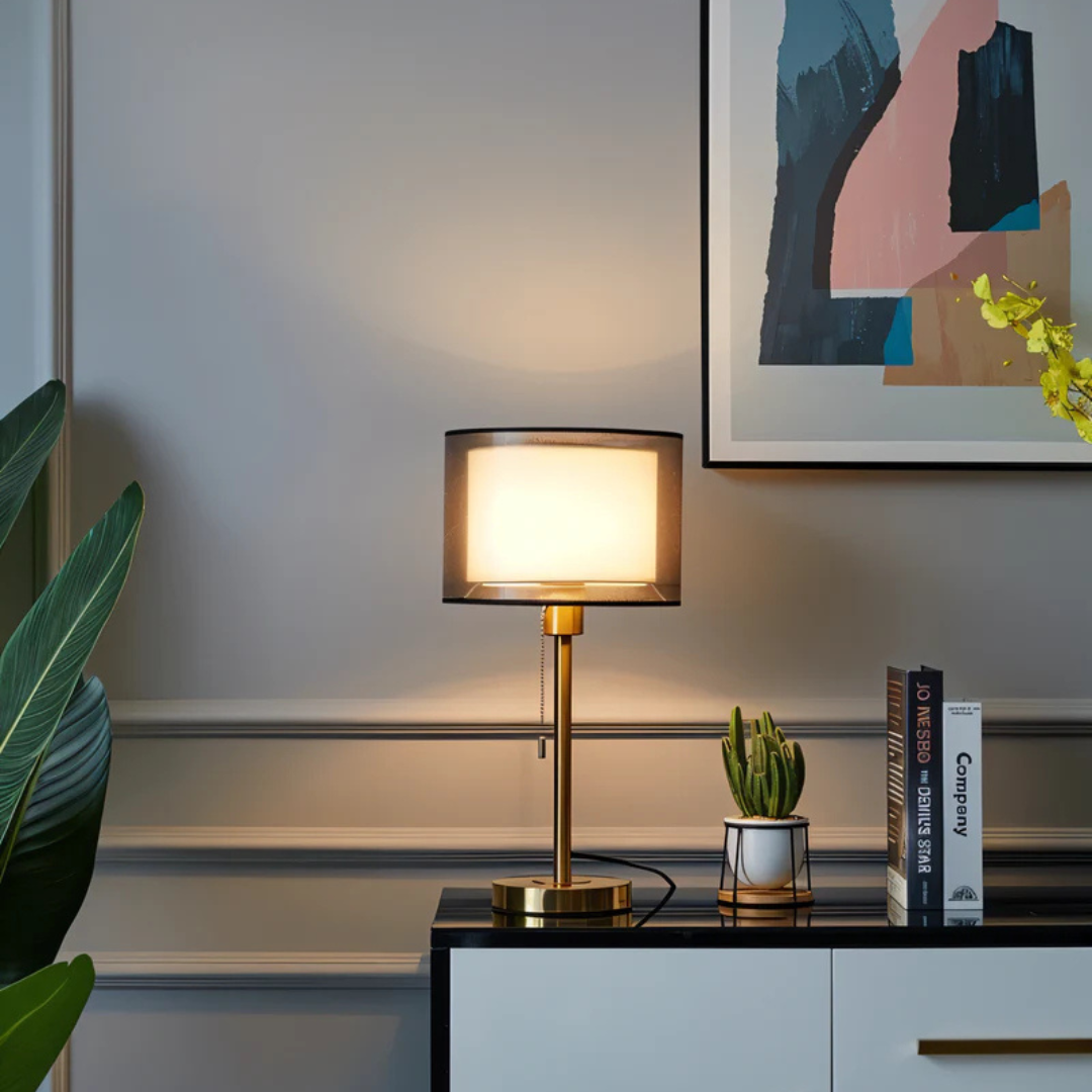Vintage Double Fabric Shade Table Lamp