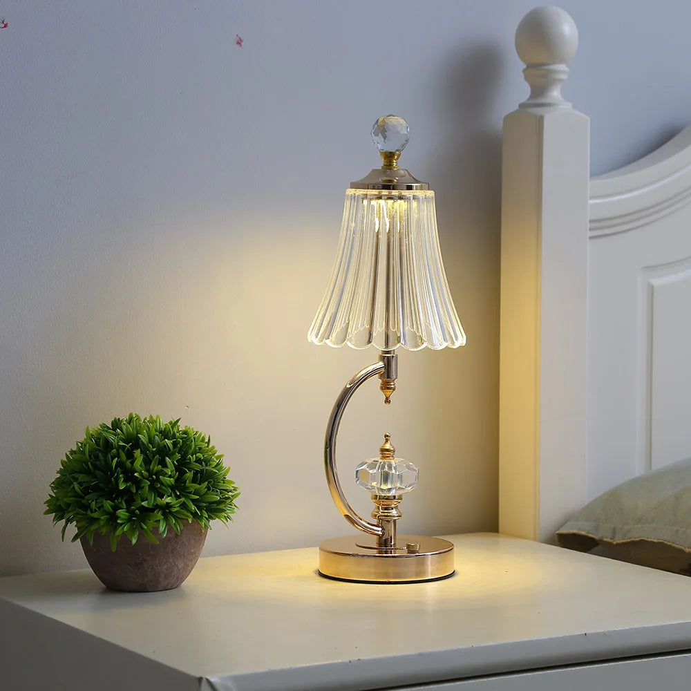 Vintage Crystal Table Lamp with Adjustable Lighting