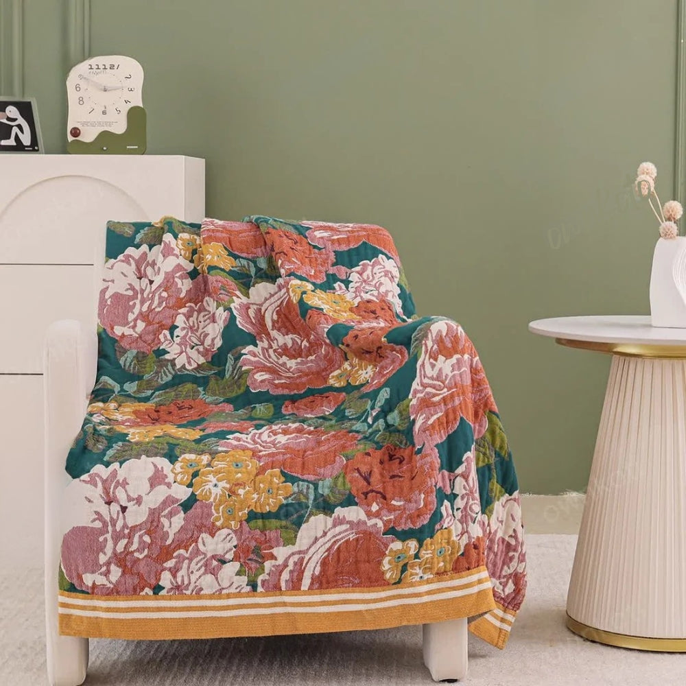 Tropical Breeze Lightweight Cotton Throw Blanket