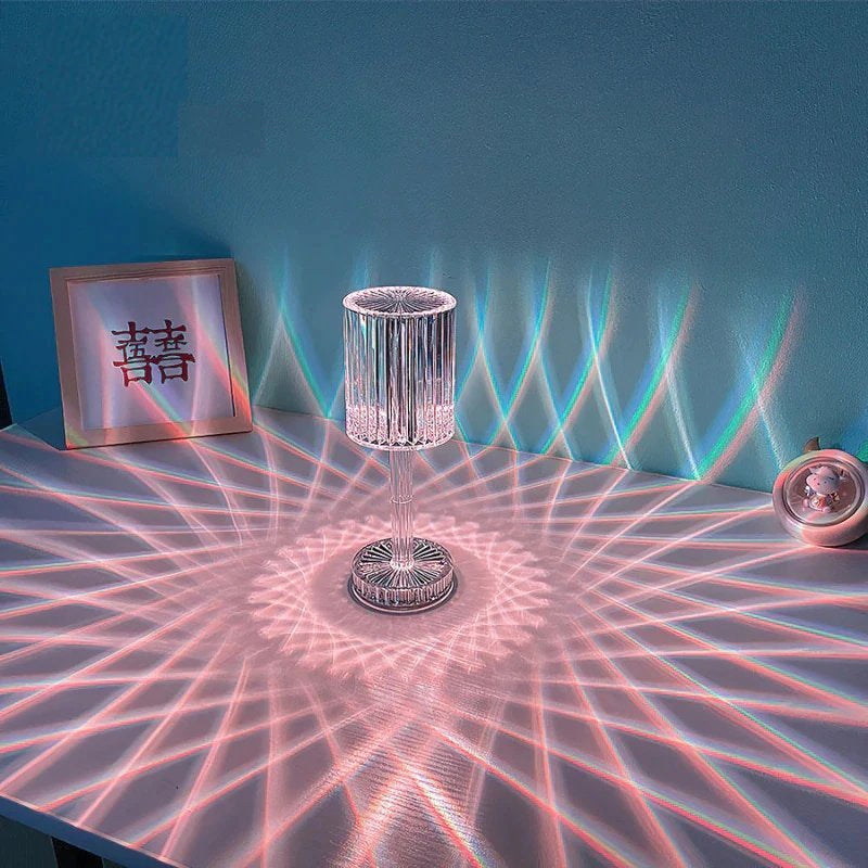 Touch Control Crystal Table Lamp with 3 RGB Colors