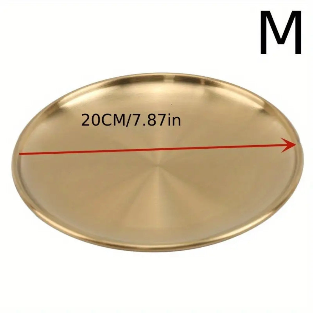 Golden Stainless Steel Serving Plates - Elegant & Rust-Resistant
