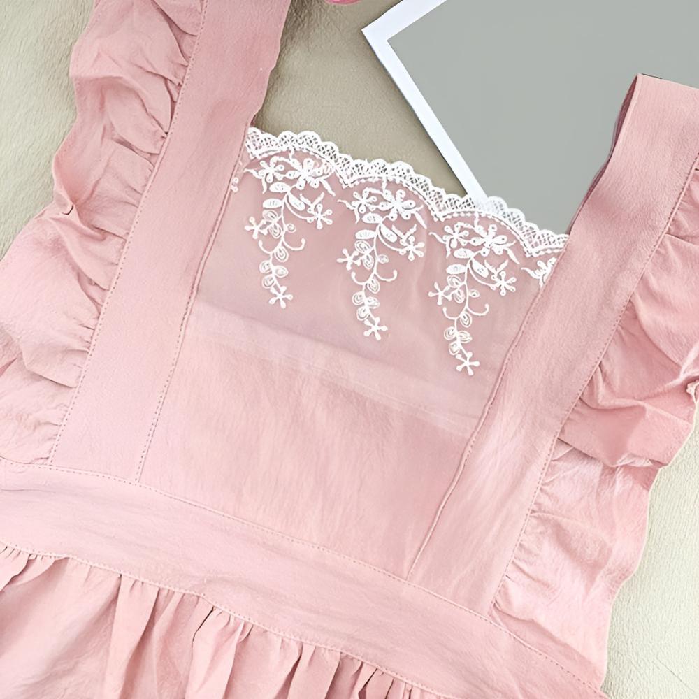 Blush Ruffle Apron with Cross-Back Straps