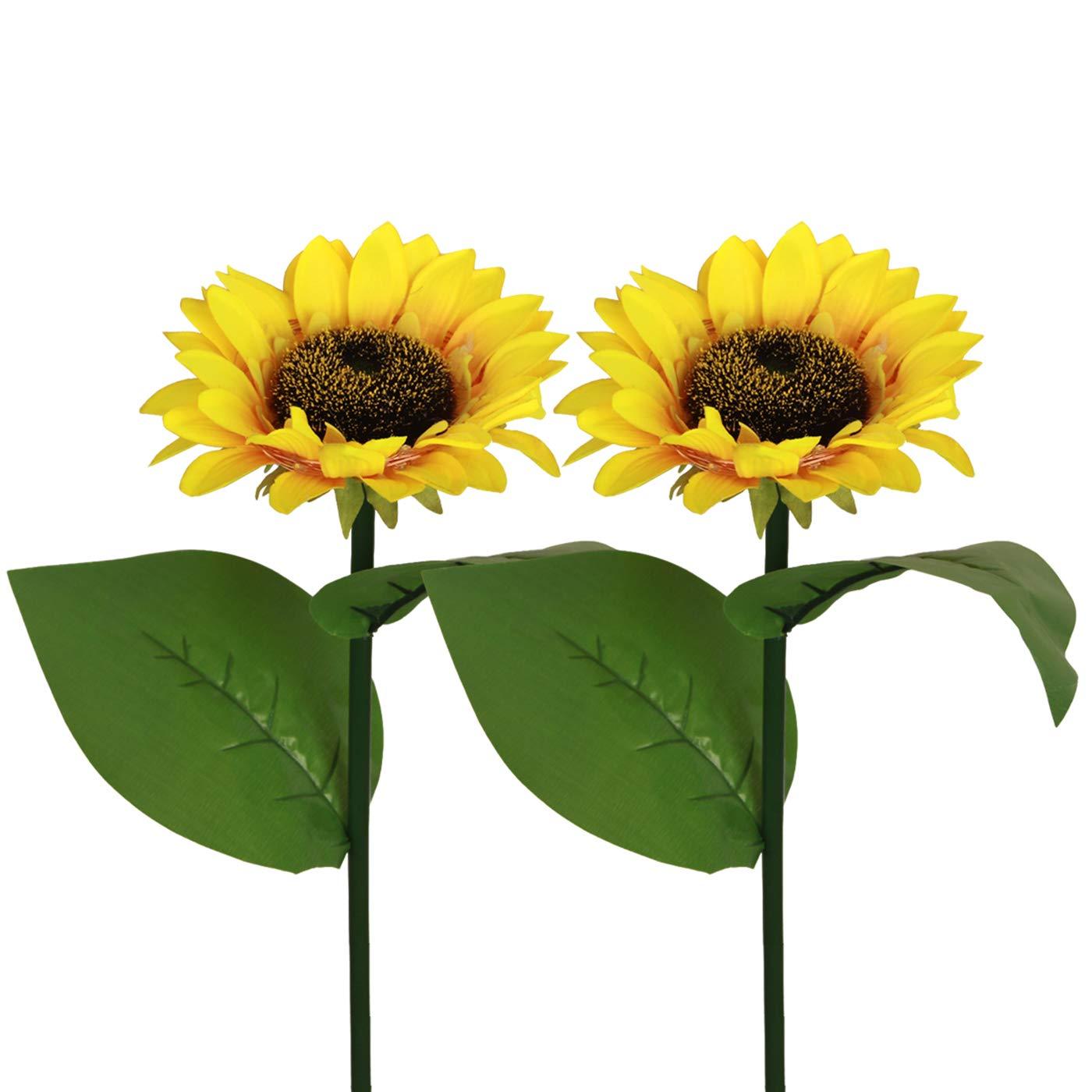Solar Sunflower Lights, Waterproof Fabric Garden Decor, 2-Piece Set