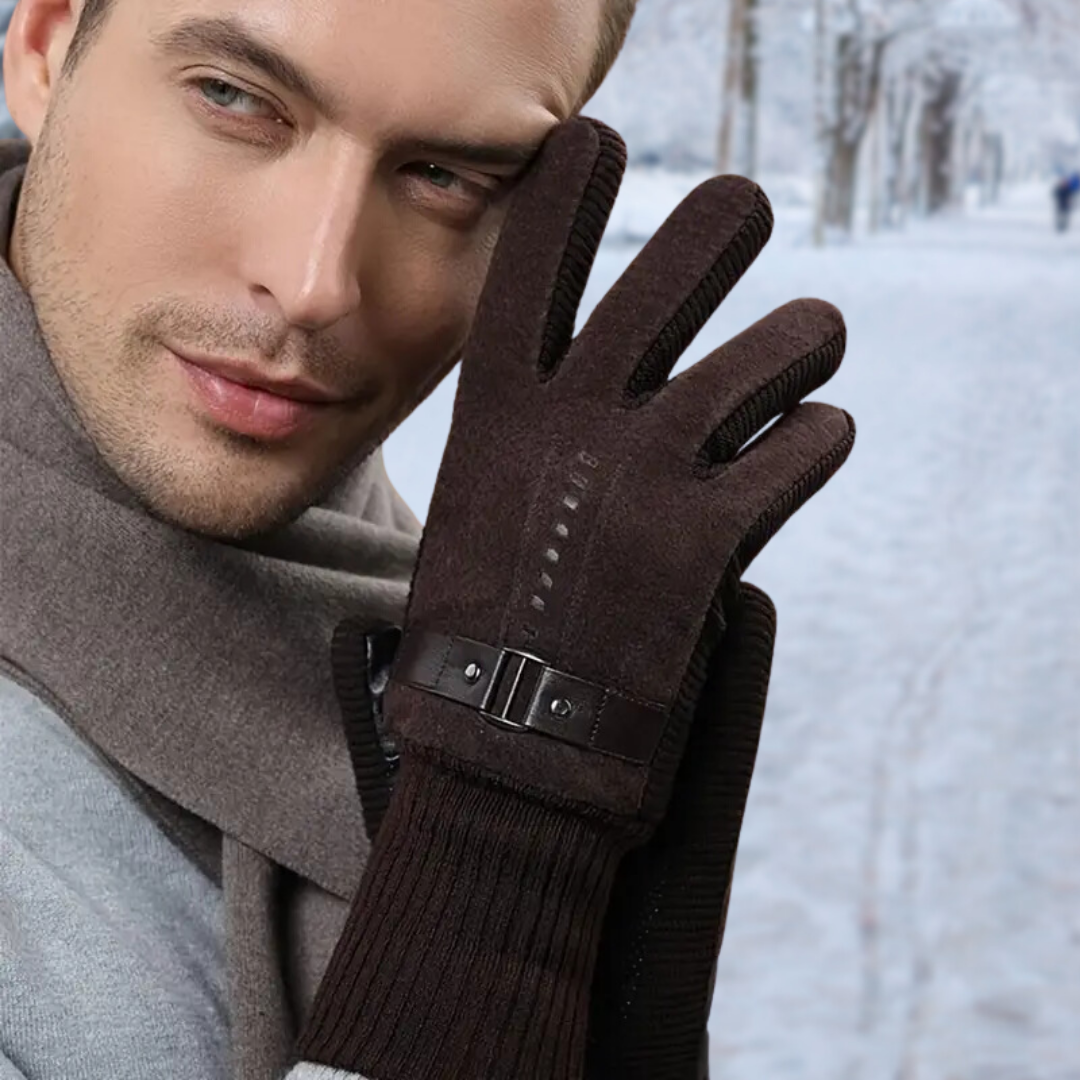 Men's Leather Winter Driving Gloves - Windproof & Warm