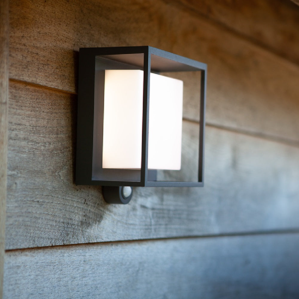 Solar-Powered Anthracite LED Wall Lamp with PIR Motion Sensor