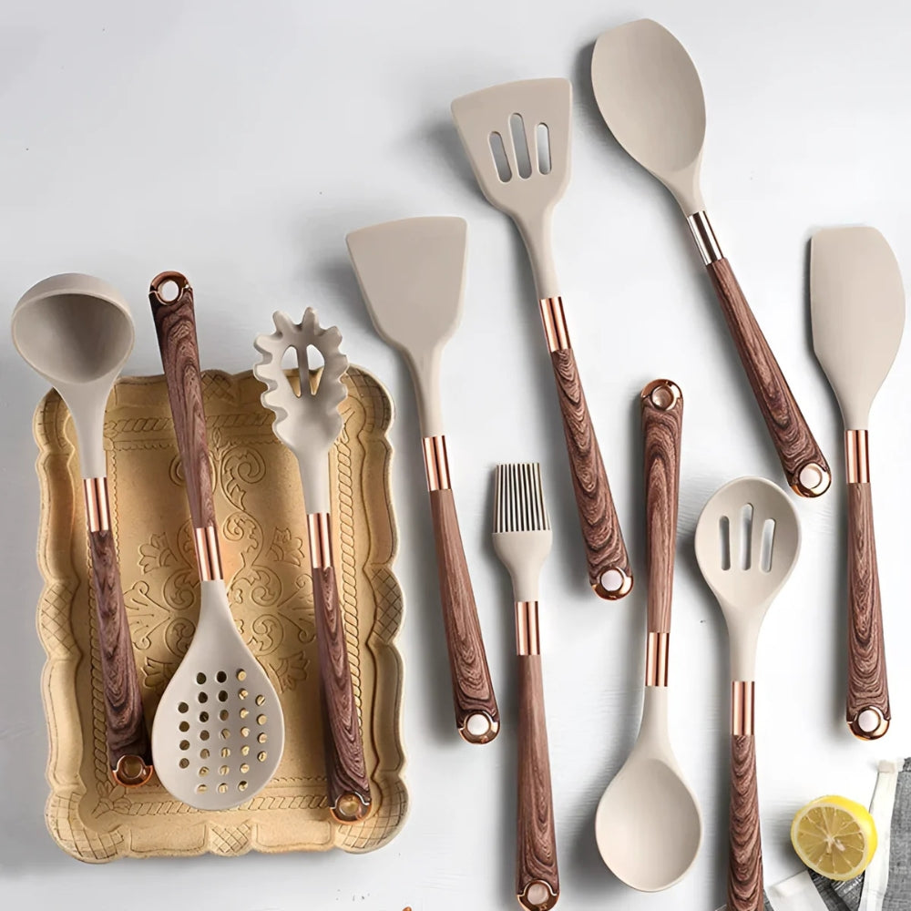 Luxe Heat-Resistant Silicone Cooking Utensils Set - 10 Pieces