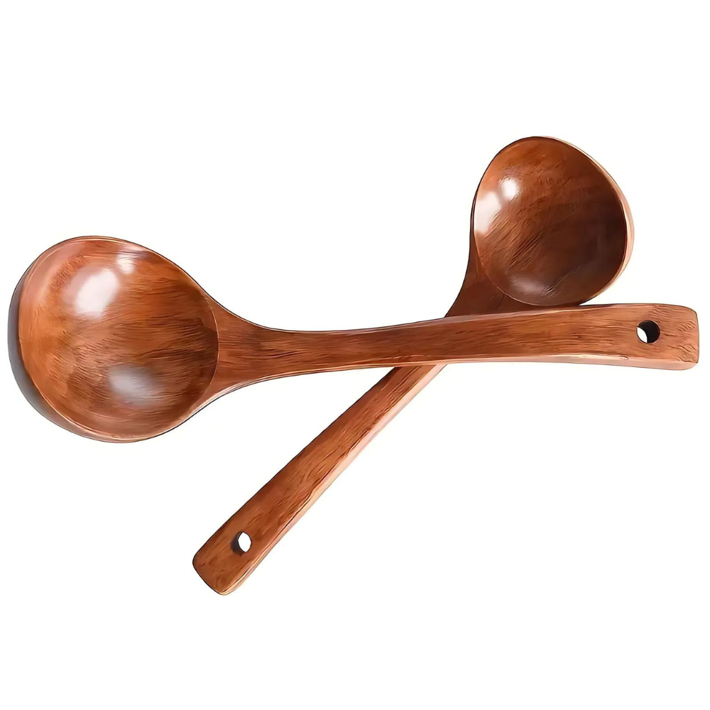 Natural Wooden Soup Spoon with Ergonomic Grip