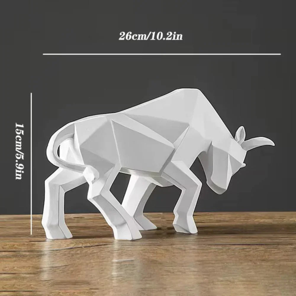 Geometric Bull Figure Modern Resin Decor for Office and Living Room