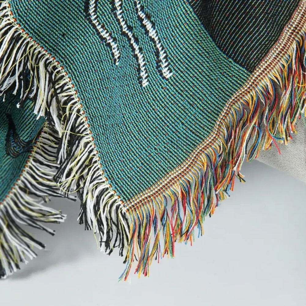 Mermaid Tapestry Sofa Cover with Tassels