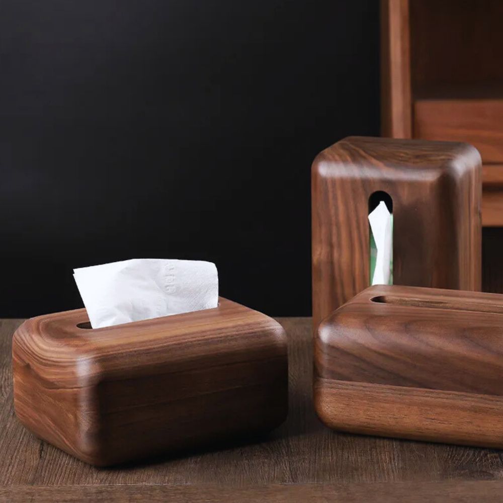 Walnut Wooden Tissue Holder with Magnetic Closure