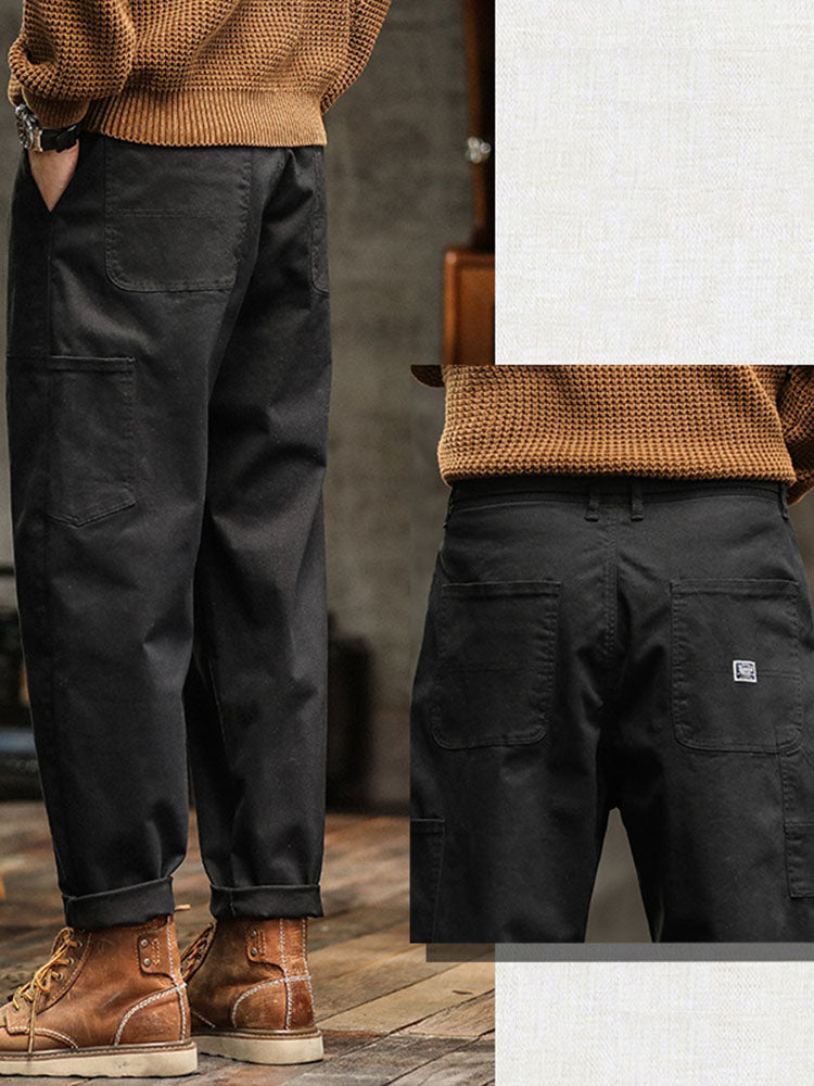 Men's Vintage Utility Pants with Pockets and Belt