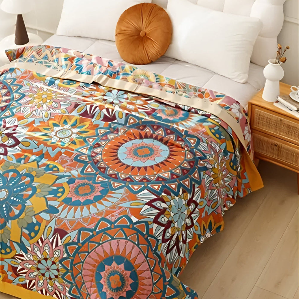 Floral Jacquard Cotton Bedspread Blanket
