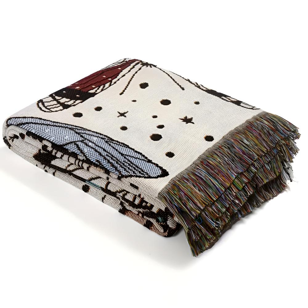 Butterfly Garden Microfiber Blanket with Fringed Edges