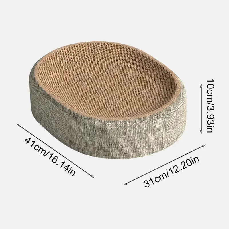 Sisal Oval Cat Scratcher Bed with Anti-Slip Base